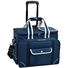 (D) Four Person Picnic Cooler Backpack Bag On Wheels, Full Equipment Set (Blue)