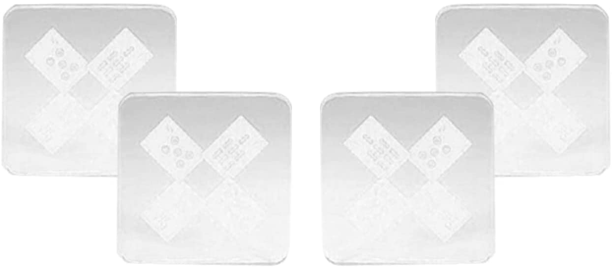 (D) Judaica Coasters Etched Glass Set of 4 Mah Jongg for Desk, Drinks