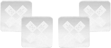 (D) Judaica Coasters Etched Glass Set of 4 Mah Jongg for Desk, Drinks