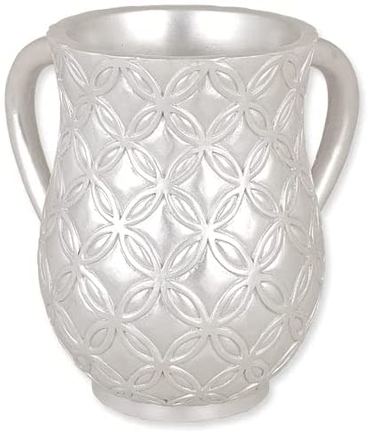 (D) Judaica White Wash Cup with 2 Handles Jewish Decor