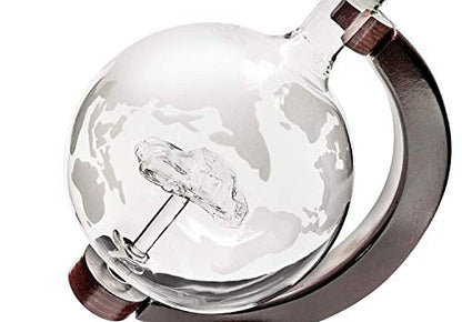 Car Liquor Decanter 50 Oz Set with Wooden Stand, 2 Globe Glasses and Bar Funnel