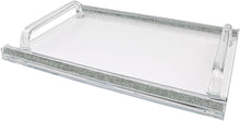 (D) Judaica Crystal Glass Tray for Serving with Inner Stones 16.5"x11.75"