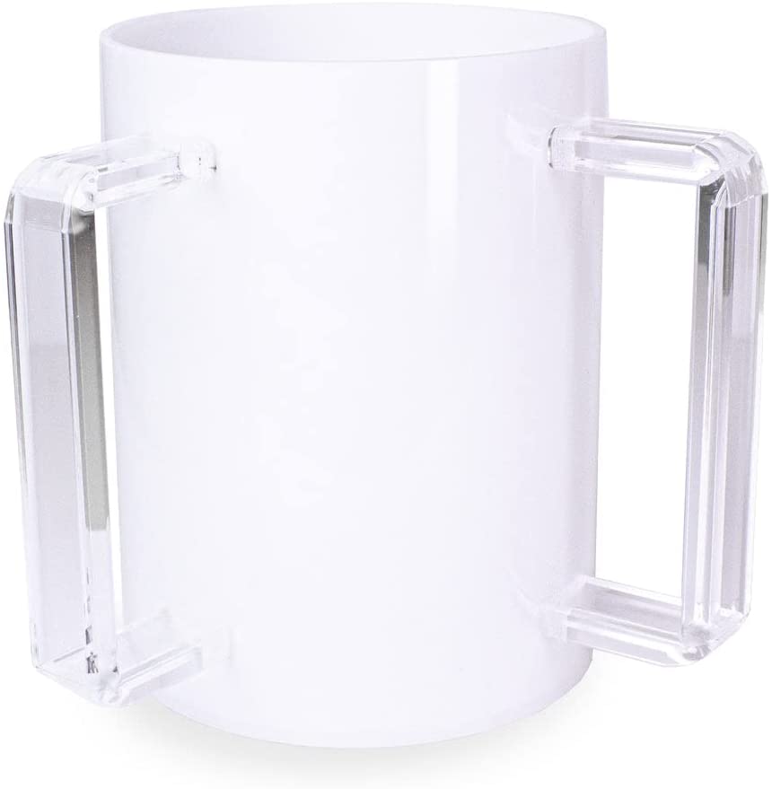 (D) Judaica Lucite Wash Cup Jewish with 2 Handles (White Clear)
