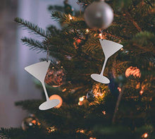 (D) Handmade Martini Ornament, Silver Christmas Tree Decoration 3.3 x 2 Inch