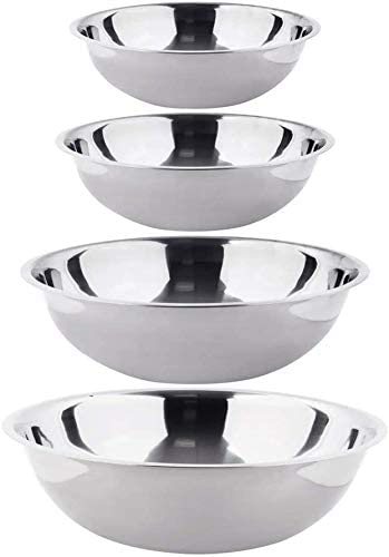 Stainless Steel Large Mixing Bowl for Cooking 13-16-20-30 Q 4 Pc, Bakeware