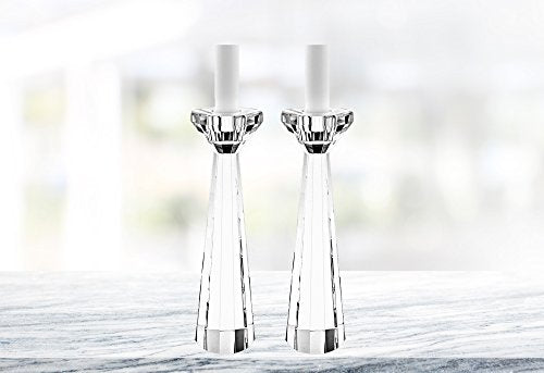 (D) Crystal Centerpiece Park Avenue Pair Candleholder 9" H
