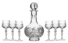 Set of 7 12-Oz Cut Crystal Decanter Set with 6 Sherry Glasses, Russian Carafe
