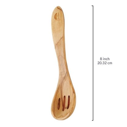 8 Inches Wooden Olive Curved Spoon, Vintage Hand Made Cooking Spoon Set of 6 or 12