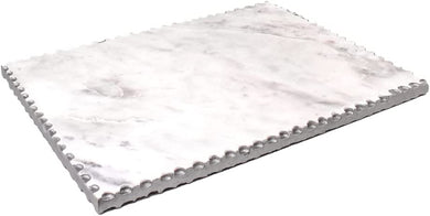 (D) Judaica Marble Challah Board Shabbat Bread Boards 15.6 ''L (Silver)