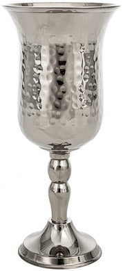 (D) Hammered Stainless Steel Kiddush Cup Shabbat and Havdalah Goblet Judaica