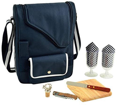 (D) Wine Bag Cheese Cooler Blue Picnic Backpack Bag with Corkscrew