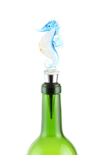 (D) Wine Bottle Stopper, Blue Seahorse, Marine Decor, Bar Counter Decoration
