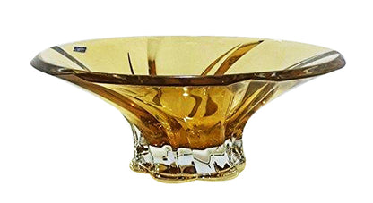 Decorative Crystal Fruit Bowl "Oklahoma Yellow" 12-in, Elegant Centerpiece Bud