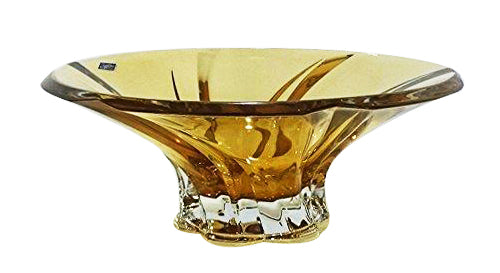 Decorative Crystal Fruit Bowl "Oklahoma Yellow" 12-in, Elegant Centerpiece Bud