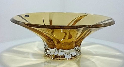 Decorative Crystal Fruit Bowl "Oklahoma Yellow" 12-in, Elegant Centerpiece Bud