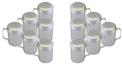 Salt and Pepper Shakers 10 Oz Dredge With Handle, Aluminum, Kitchen Utensil (12 PC)