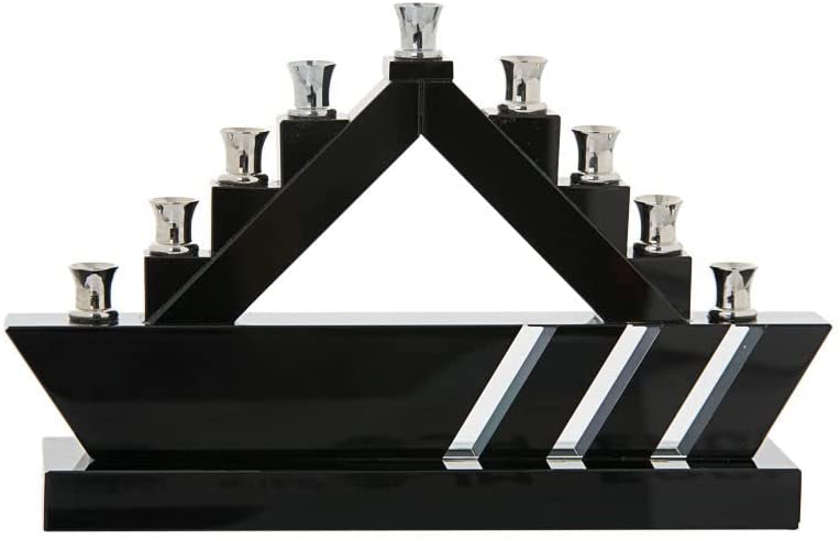 (D) Judaica Black Crystal Menorah for Chanukah Candles Holiday Decor