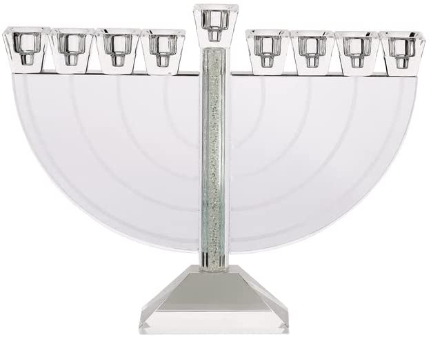 (D) Judaica Ornate Crystal Menorah with Stones 37x24 cm for 9 Candles
