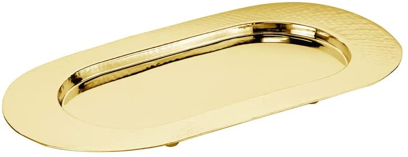 (D) Judaica Dip Serving Tray Oval for Parties Appetizer (Small, Gold)