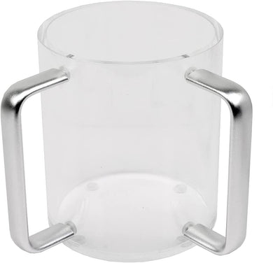 (D) Judaica Lucite Wash Cup Jewish with 2 Handles (Clear Silver)