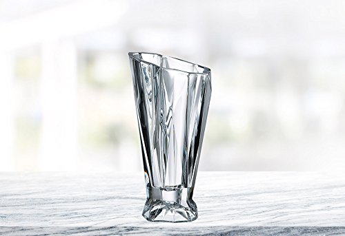 (D) Bohemian Crystal "Angle" Centerpiece Flower Vase 14"H