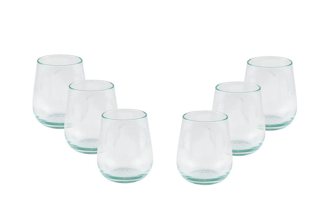 (D) Stemless Wine Glass Set of 6, Clear Glass Tumblers For Juice, Water