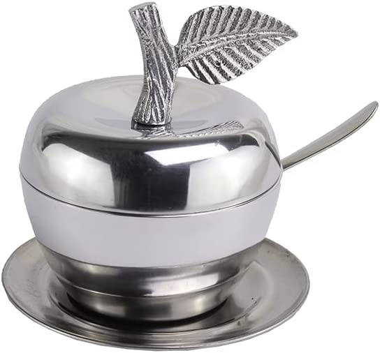 (D) Judaica Aluminum Apple Shape Honey Dish Small
