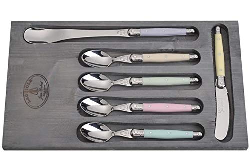 (D) Laguiole French Hand Made 6-pc Coffee and Tea Set Pastel, Vintage