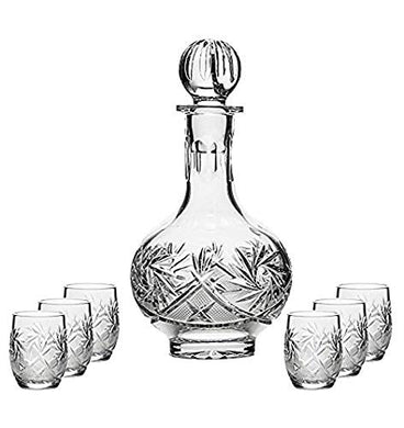 Combination Russian Cut Crystal 12Oz Carafe/decanter & 6 Shot Glasses 