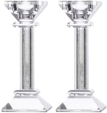 (D) Judaica Crystal Candlesticks with Crushed Gemstones Silver
