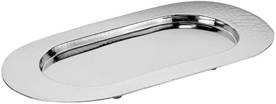 (D) Judaica Dip Serving Tray Oval for Parties Appetizer (Small, Silver)