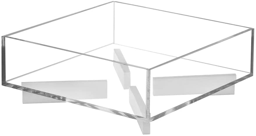 (D) Judaica Lucite Square Matzah Plate Acrylic Bowl For Matza