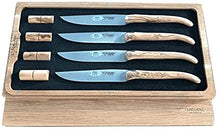 (D) Vintage Handcrafted 4-Piece Steak Cutlery Set (Olivewood Handles)