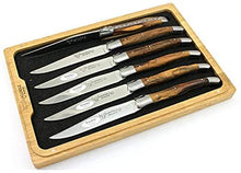 (D) Vintage Handcrafted 6-Piece Steak Cutlery Set (Pistachio Wood Handles)