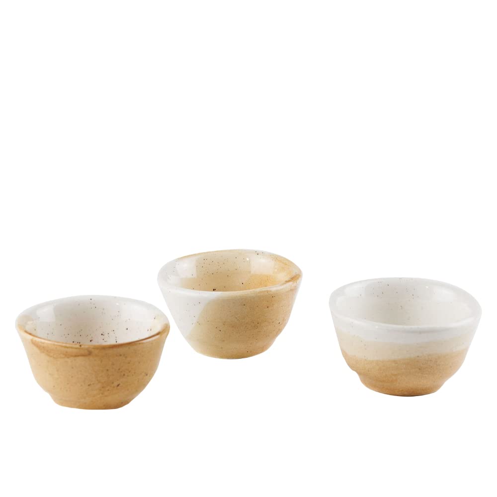 GIFTS PLAZA (D) Ceramic Decorative Bowl Set of 4 Cream Colour Hand-Made Bowls For Appetizer, Nuts