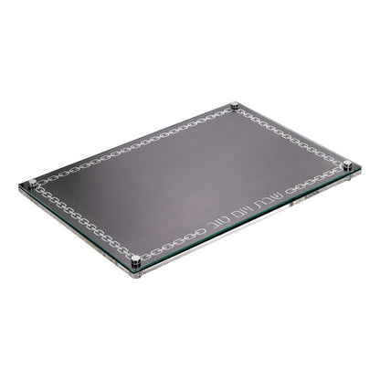 (D) Embroidered Leatherette Lucite and Glass Top Challah Board