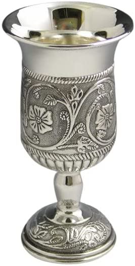(D) Judaica Kiddush Cup Flower with Flowers Kiddush Cup Set, Shabbat Wine Glass