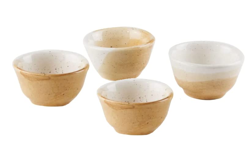 Gifts Plaza (D) Ceramic Decorative Bowl Set of 4 Cream Colour Hand-Made Bowls For Appetizer, Nuts