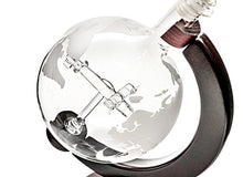 50 Oz Handmade Liquor Etched Globe Decanter Set with Wooden Stand, 2 Glasses