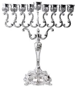 (D) Judaica Silver Plated Large Menorah Holiday Candle Holder Decor 21''