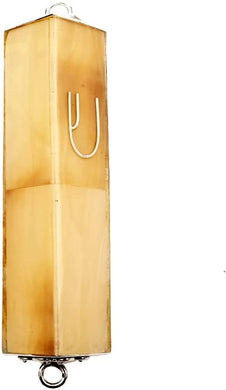 (D) Judaica Sterling Silver Mezuzah Case Triangle 3 inch (Golden Conch Shell)