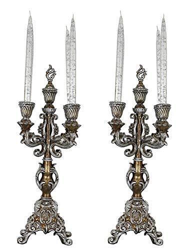 (D) Set of 2 - pc Original Silver Baroque Candle Holders 21