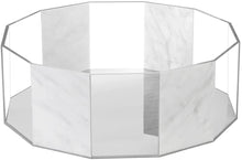 (D) Judaica Lucite Matzah Box Holder Hexagon White Marble with Lid for Passover