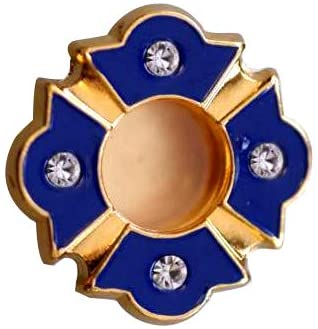 (D) Religious Gifts Relic Case Altar Gold Plated Blue Enameled with Swarovski