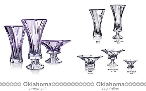 Decorative Crystal Flower Purple Vase "Oklahoma" 13-in, Elegant Centerpiece Bud