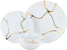Royalty Porcelain 12-pc Bone China Dinner Set 'Storm' White with Gold