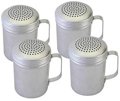 Salt and Pepper Shakers 10 Oz Dredge With Handle, Aluminum, Kitchen Utensil (4 PC)
