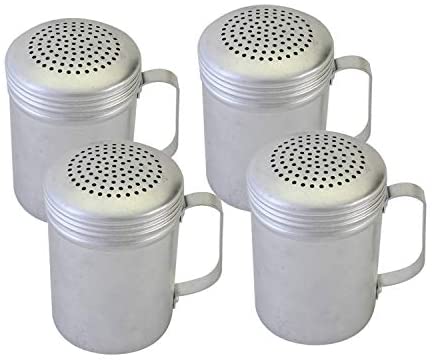 Salt and Pepper Shakers 10 Oz Dredge With Handle, Aluminum, Kitchen Utensil (4 PC)