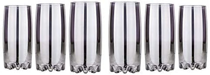 Grey Highball Glasses, Tumblers 'Graphite' Set 6-pc, Water Glasses 13 Oz