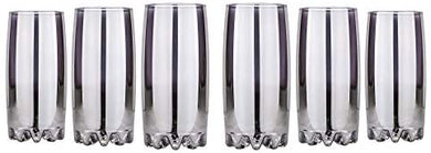 Grey Highball Glasses, Tumblers 'Graphite' Set 6-pc, Water Glasses 13 Oz